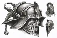 gladiator helmet and ship tattoo design idea