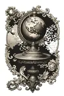 renaissance style art with globe  tattoo design idea