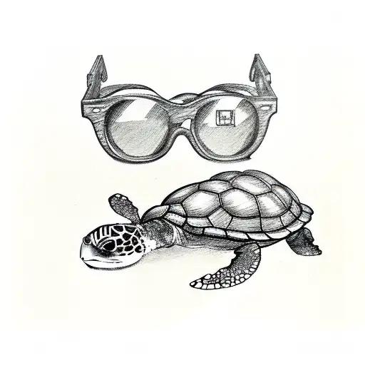 turtle, playing keyboard, fidora, wayfarer sunglasses,  tattoo design idea