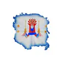 outline of Haiti with the number 1804 and the words L'union Fait La Force inscribed in bold text,with a red to blue fade tattoo design idea