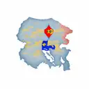 outline of Haiti with the number 1804 and the words L'union Fait La Force inscribed in bold text,with a red to blue fade tattoo design idea