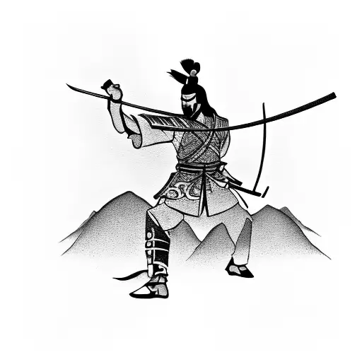 Silhouette of a samurai in a bamboo forest tattoo design idea