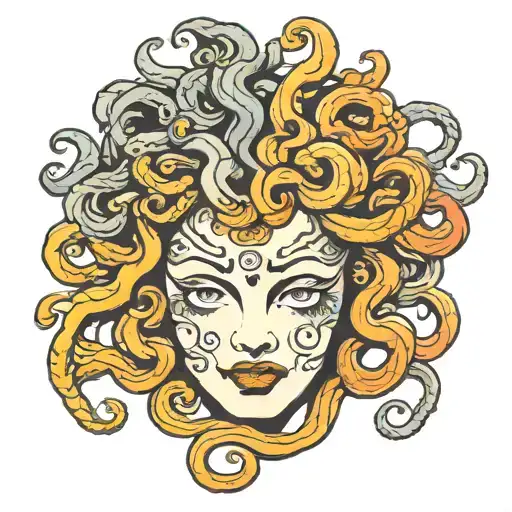 Medusa face tattoo design idea