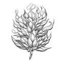 corn plant with visible roots linked to a bean plant tattoo design idea