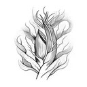 corn plant with visible roots linked to a bean plant tattoo design idea