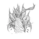 corn plant with visible roots linked to a bean plant tattoo design idea