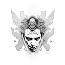 Red and Black Mech fighting Robert Smith from The UK band The Cure tattoo design idea