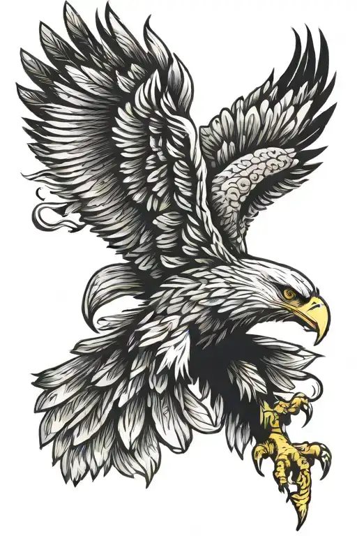 A majestic eagle soaring through the sky with a golden crown symbolizing wealth and freedom tattoo design idea