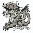 Korean Dragon Black and White  tattoo design idea