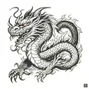 Korean Dragon Black and White  tattoo design idea