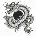 Korean Dragon Black and White Simple  tattoo design idea