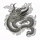 Korean Dragon Black and White Simple  tattoo design idea