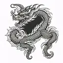 Korean Dragon Black and White Simple  tattoo design idea