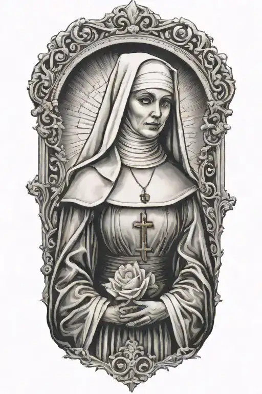 naughty nun tattoo design idea