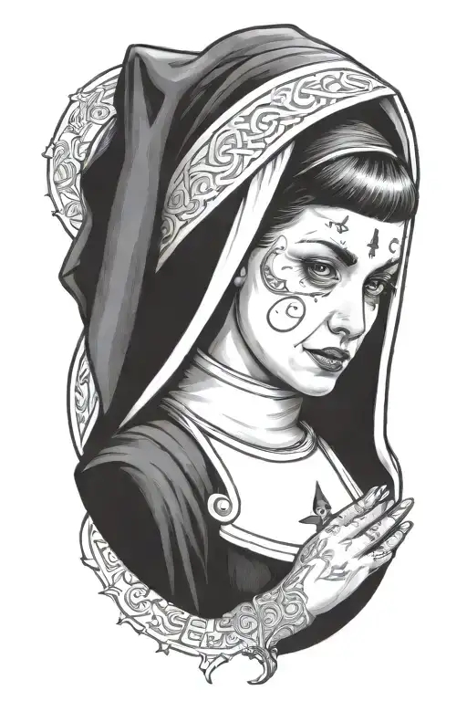 naughty sexy young nun tattoo design idea