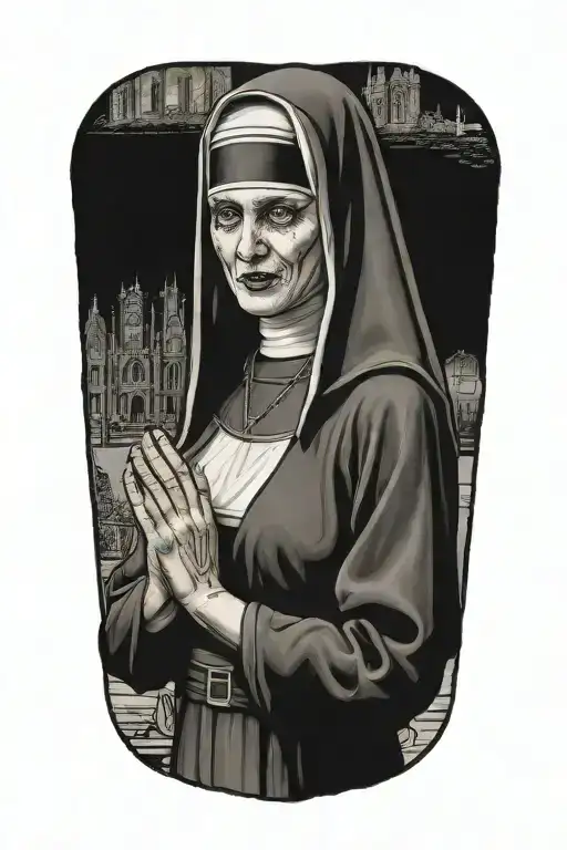 naughty sexy young nun tattoo design idea