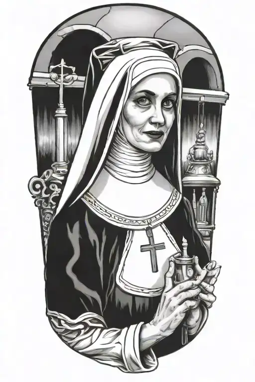 naughty sexy young nun tattoo design idea