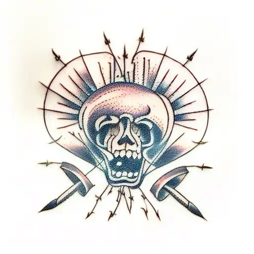 three nails with barbed wire tattoo design idea