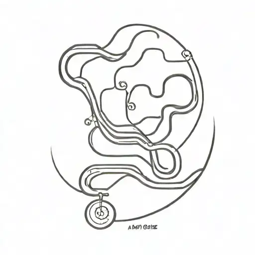Abstract representation of a race cycling track intertwined with the iconic hairpin turns of Alpe d'Huez tattoo design idea