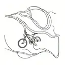 Abstract representation of a race cycling track intertwined with the iconic hairpin turns of Alpe d'Huez tattoo design idea