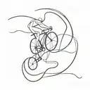 Abstract representation of a race cycling track intertwined with the iconic hairpin turns of Alpe d'Huez tattoo design idea