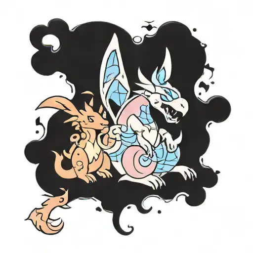 moonbreon, Charizard and mew pokemon pokemon pokemon tattoo design idea