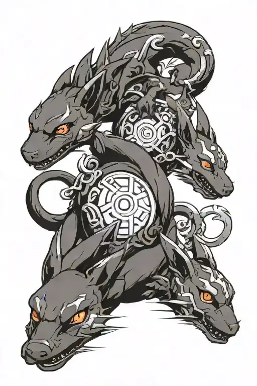 Umbreon, Charizard and Mew using traditional tattoo design idea