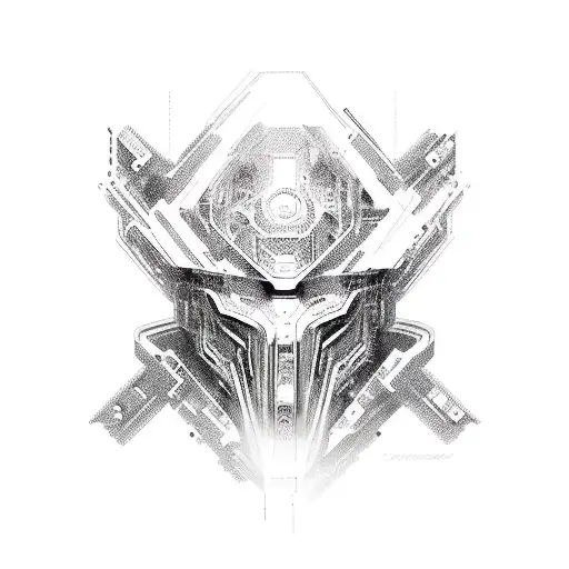cyber sigilism symetrical tattoo design idea
