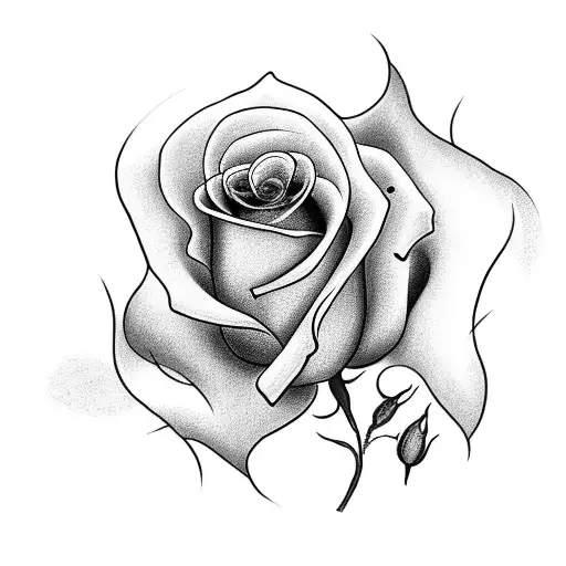 roses with heart having the name Seint inside it and the numbers 3/16/19 in roman numerals tattoo design idea
