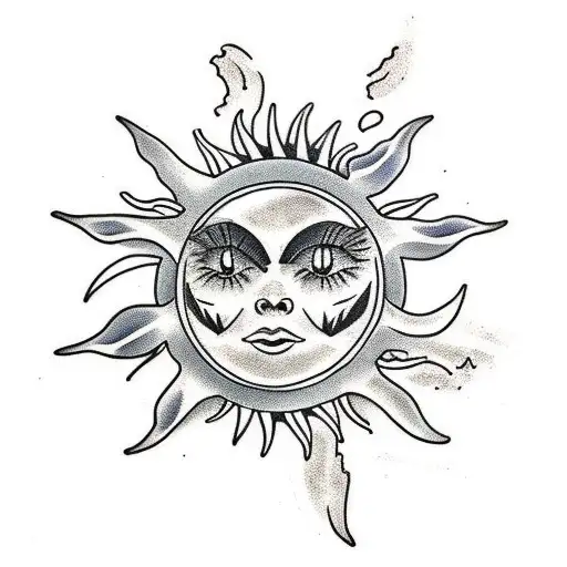 Moon and Sun  tattoo design idea