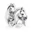 Quote "The Carousel never stops turning" from greys anatomy with the carousel with horses tattoo design idea