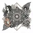 Symbols of the goddesses Hecate, Gaia, Kali and Lilith. tattoo design idea