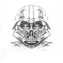 half Anakin Skywalker face half Darth Vader mask divided by lightsaber  tattoo design idea