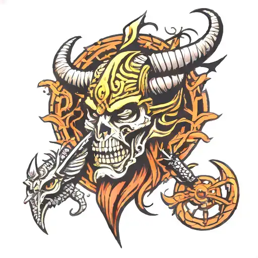 crawen with vikings runs along tattoo design idea