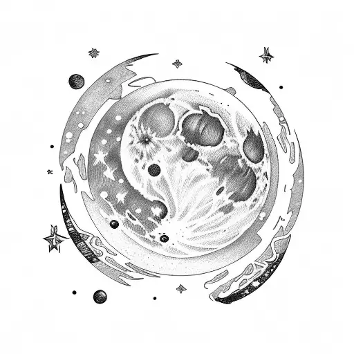 Moon Stars sj jr aj tattoo design idea