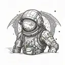 astrounaut looking at mars and other planets, you can only see the astrounauts view and his helmet tattoo design idea