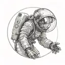 astrounaut looking at mars and other planets, you can only see the astrounauts view and his helmet tattoo design idea