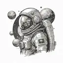 astrounaut looking at mars and other planets, you can only see the astrounauts view and his helmet tattoo design idea