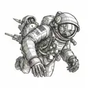 astrounaut looking at mars and other planets, you can only see the astrounauts view and his helmet tattoo design idea