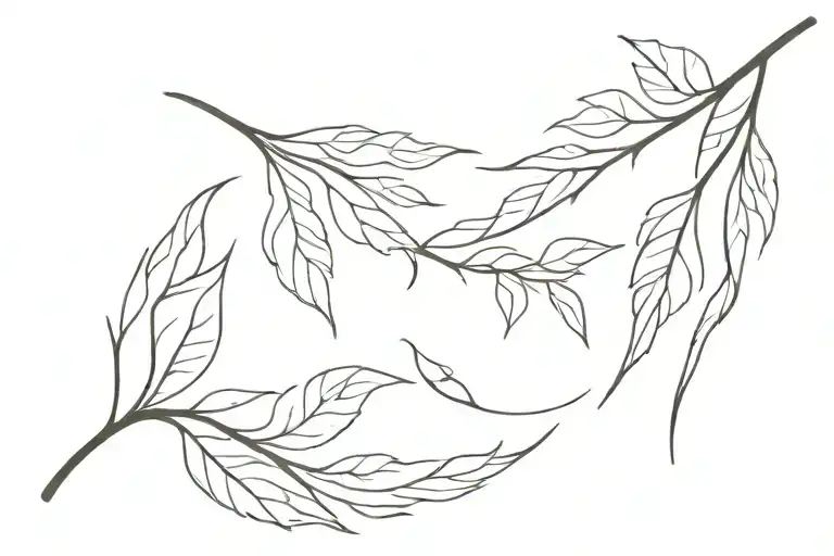 simple angel wings with a japanese maple branch around the wings tattoo black tattoo design idea