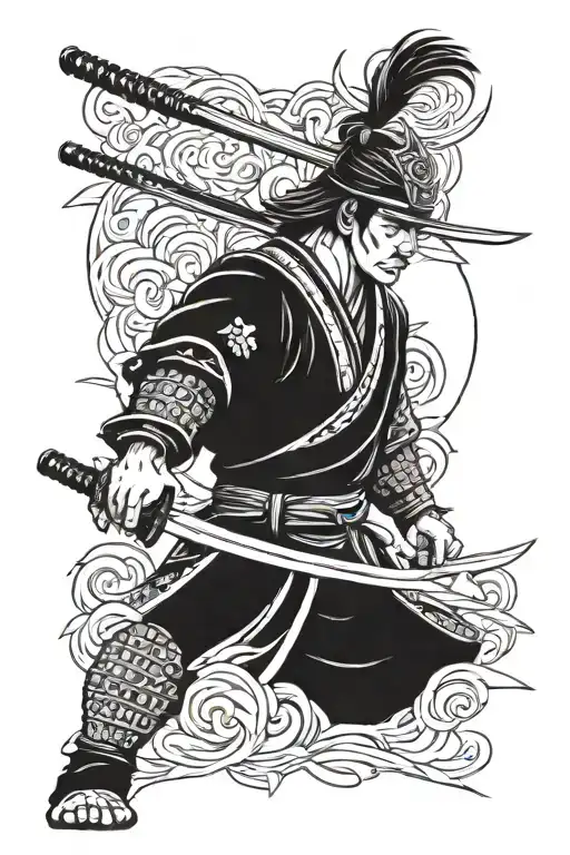 samurai with katana sword tattoo design idea