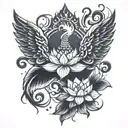 lotus flower phoenix tattoo design idea