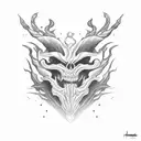 monster in the shadows with large sharp objects around it tattoo design idea