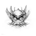 monster in the shadows with large sharp objects around it tattoo design idea