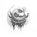 monster in the shadows with large sharp objects around it tattoo design idea