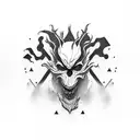 monster in the shadows with large sharp objects around it tattoo design idea