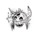 monster in the shadows with large sharp objects around it tattoo design idea