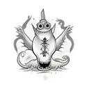 monster in the shadows with large sharp objects around it tattoo design idea