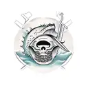 monster in the shadows with large sharp objects around it tattoo design idea