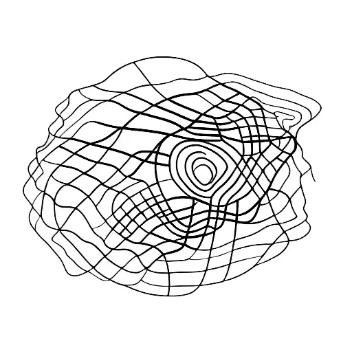 Outline of a golf course with a chocolate lab running across it tattoo design idea